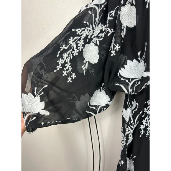 Alice + Olivia NWT Embroidered Holden Tunic Mini Dress Black Sz Medium Boho - Picture 5 of 10